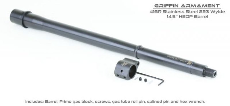 Griffin Armament 14.5 Inch 223 Wylde HEDP Barrel With Gas Block