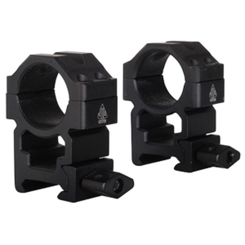 UTG Max Strength Tactical 4 Hole QD Twist Lock Picatinny 1" Scope Rings Matte Black High