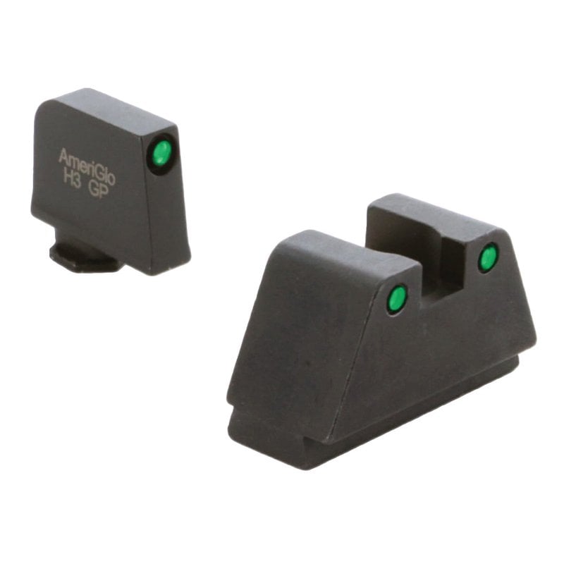 AmeriGlo Glock Optic-Compatible Sight Set Front/Rear, Green/Green/Black - GL-814