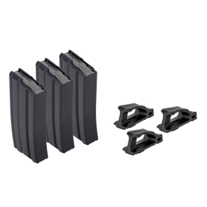 D&H Industries Aluminum 5.56 NATO 20 Round Magazine - Magpul Follower - Black - 3 Pack with Magpul USGI Ranger Plate
