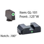 AmeriGlo GL101 i-Dot Night Sight Set for Glock 17/17L/19/22/23/24/26/27/33/34/35/38/39 Tritium Green w/ White Outline Front, Tritium Green Rear