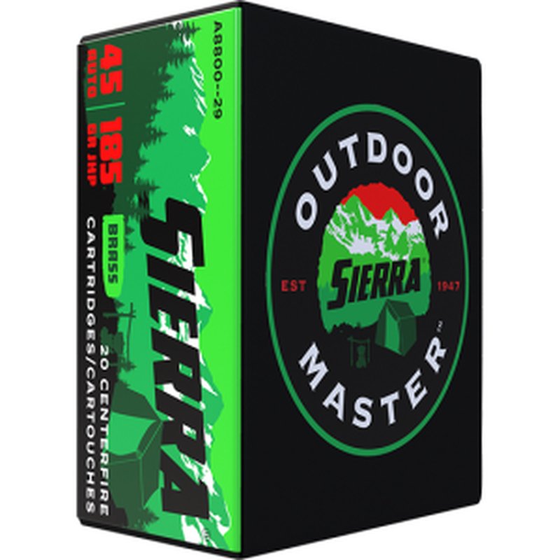 Sierra Outdoor Master 45 ACP 185gr Jacketed Hollow Point Ammo