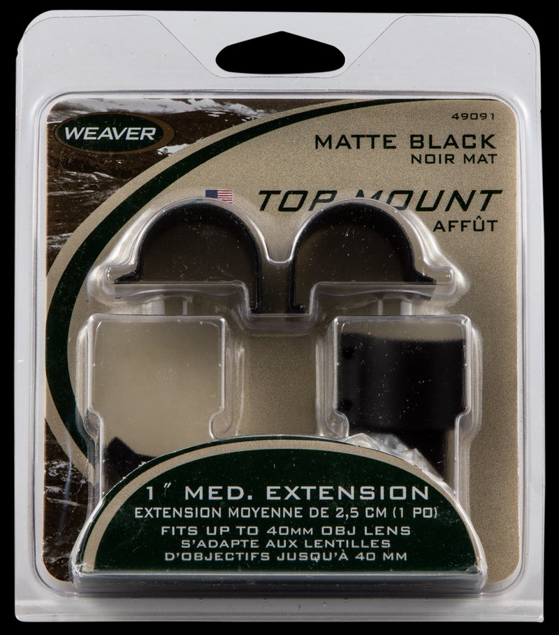 Weaver Mounts Detachable Top Mount Extension Scope Rings 1 in Medium Matte Black 49091