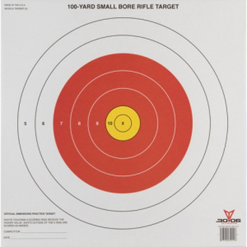 30-06 Outdoors Small Bore Rifle Target 20-Pack White/Red TARSBRT-20