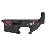 Spikes Tactical Spider Stripped AR Lower Receiver with Red Color Filling (Multi Cal)