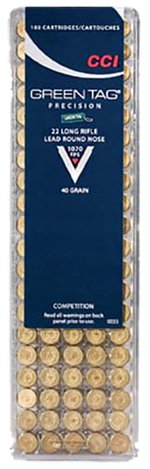 CCI .22 Long Rifle 40gr LRN Green Tag Ammunition 100 Rounds