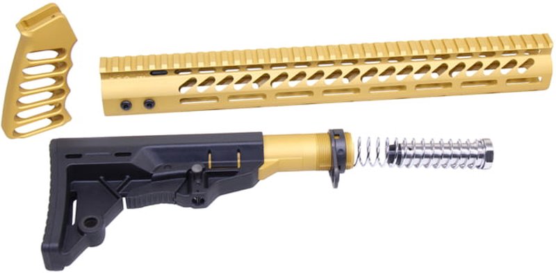 Guntec USA Ultralight Series Complete Furniture Set AR-15 M-LOK Anodized Gold