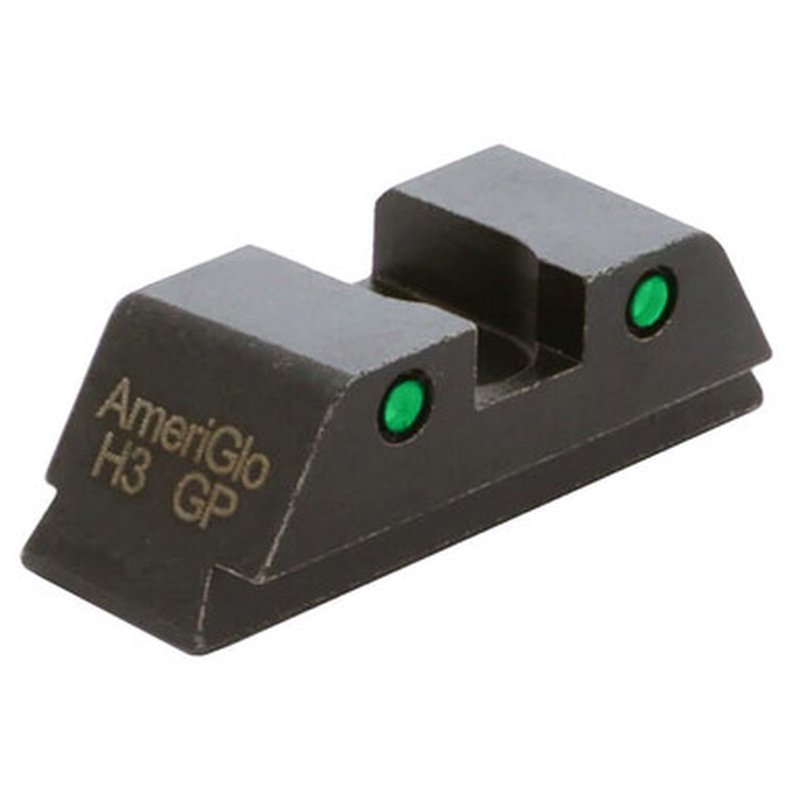 Ameriglo Classic Green Tritium 2-Dot Rear Sight, Black Outlines, .272" Height