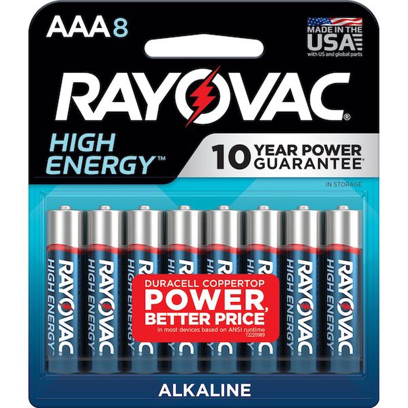 Rayovac High Energy AAA Alkaline Battery E302349000 8-Pack