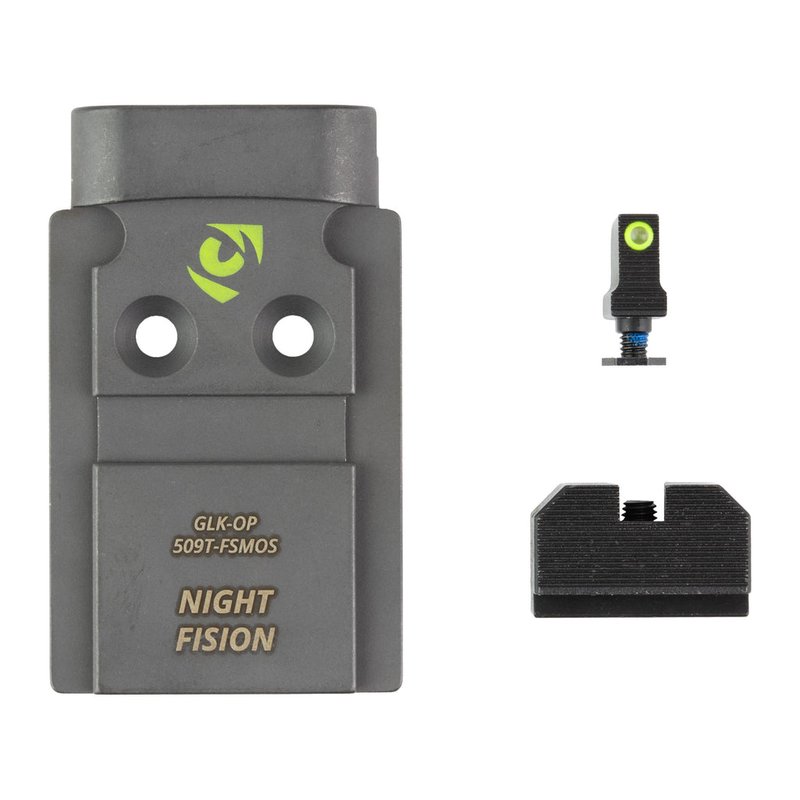 Night Fision 509T Glock MOS Optic Plate and Tritium Yellow Front Sight Combo