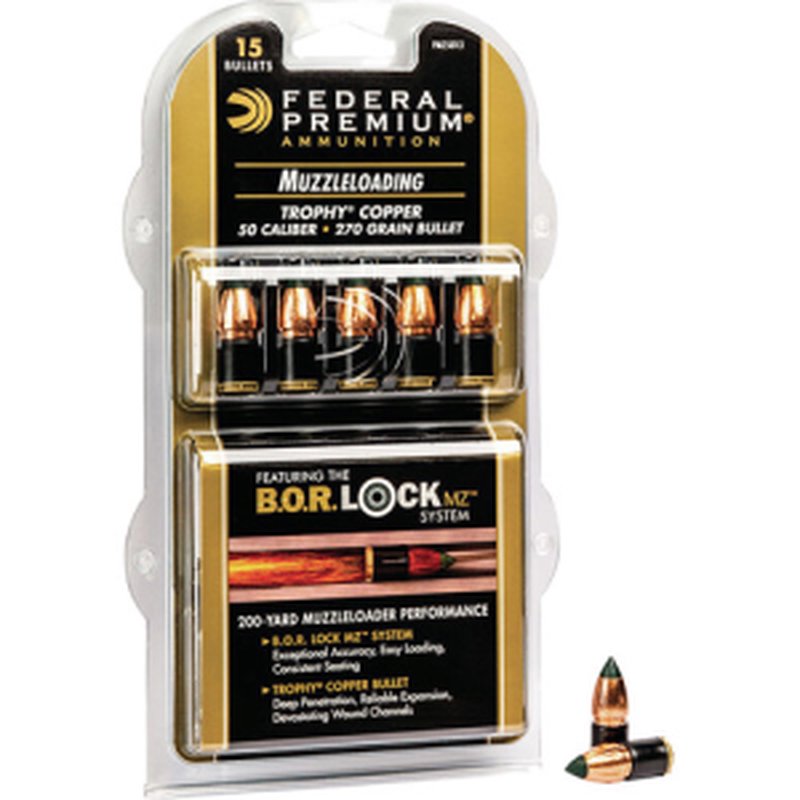 Federal PMZ50TC1 Trophy Copper MZ 50 Cal Muzzle Loading Bullet BOR Lock System
