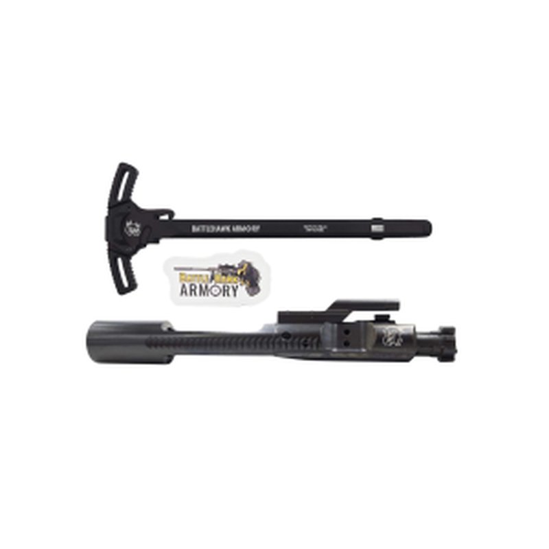 BHA Precision Complete M16 AR-15 5.56/300 Black Nitride C158 Logoed Bolt Carrier Group With AR-15 WarHammer Mod2 Black Large Lever Ambi Black Charging Handle