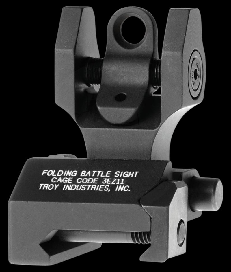 Troy Industries Rear Folding BattleSight AR-15 Round Aperture Hardcoat Black