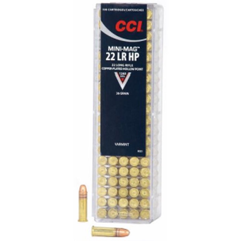 CCI 0031 Mini-Mag .22 LR 36gr Copper-Plated Hollow Point (CPHP) 100rd Flat