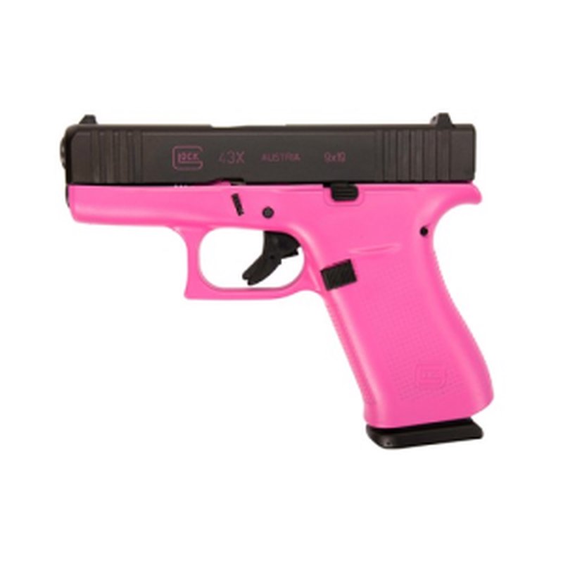 Glock G43X Pistol 9mm 3.4in Hot Pink Slide Black Finish