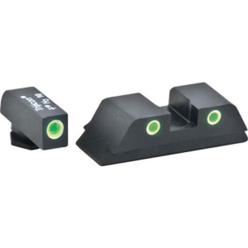 AmeriGlo GL5113 Classic 3-Dot Tritium Sight Set Glock Gen 5 9mm/.40 Green/Green White Outline