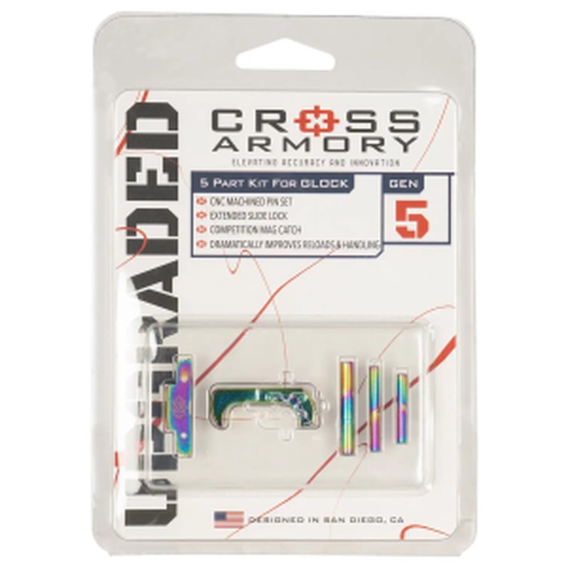 Cross Armory Gen5 Glock Upgrade Kit 3-Piece Rainbow Anodized Aluminum Controls