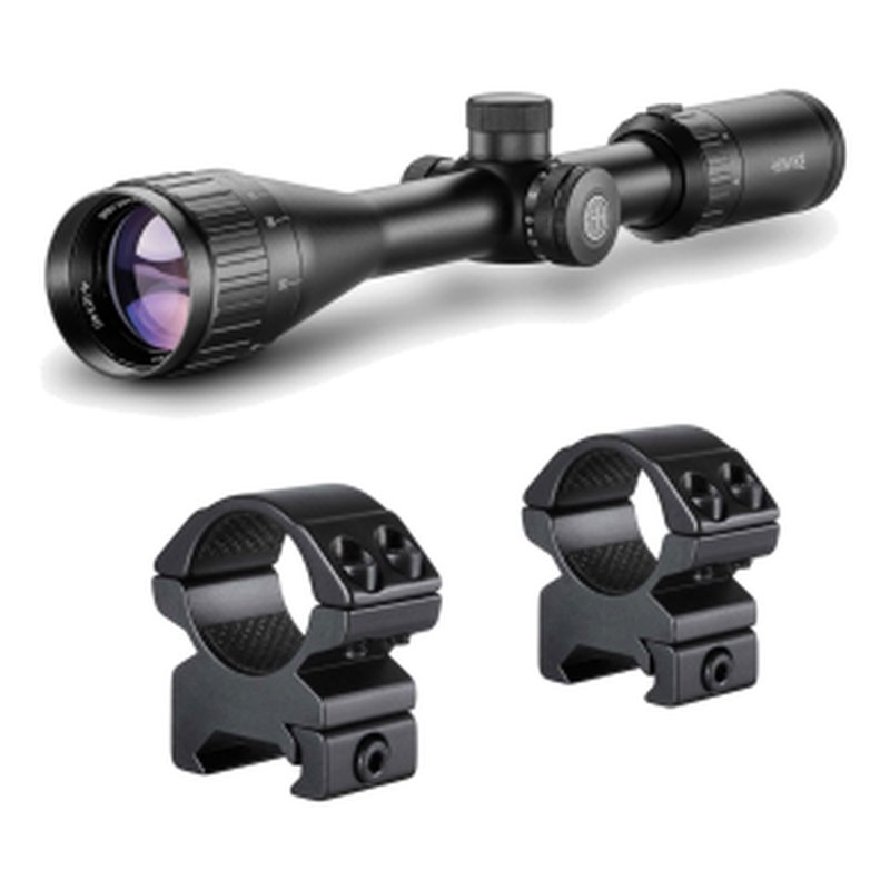 Hawke Vantage AO IR 4-12x40 Rimfire .17HMR Riflescope with Match Mount & 1in Medium Weaver Rings