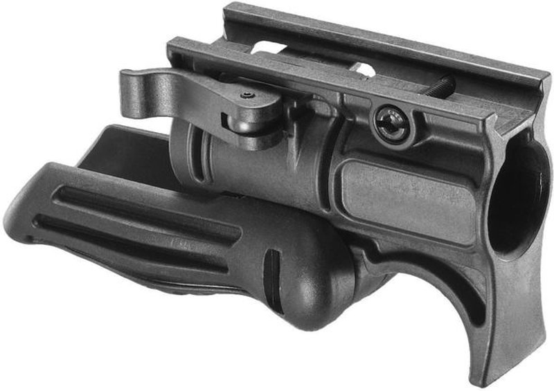 FAB Defense Tactical Folding Grip w/ Incorporated 1-inch Flashlight Adapter - Black