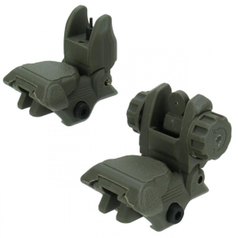 TacFire AR-15 45 Same Plane Low Profile Pop Up Sights OD Green