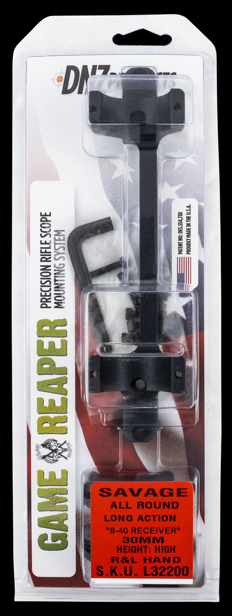 DNZ Game Reaper Savage Scope Mount Ring Combo 30mm Matte Black