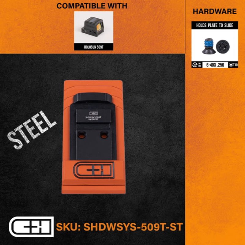 C&H Precision Shadow Systems Steel Adapter Plate for Holosun 509T