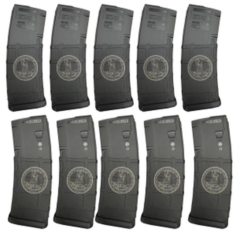 Magpul PMAG Gen M2 MOE AR-15 Magazine 30rd 5.56 NATO Black Virginia State Seal Laser (10 Pack)
