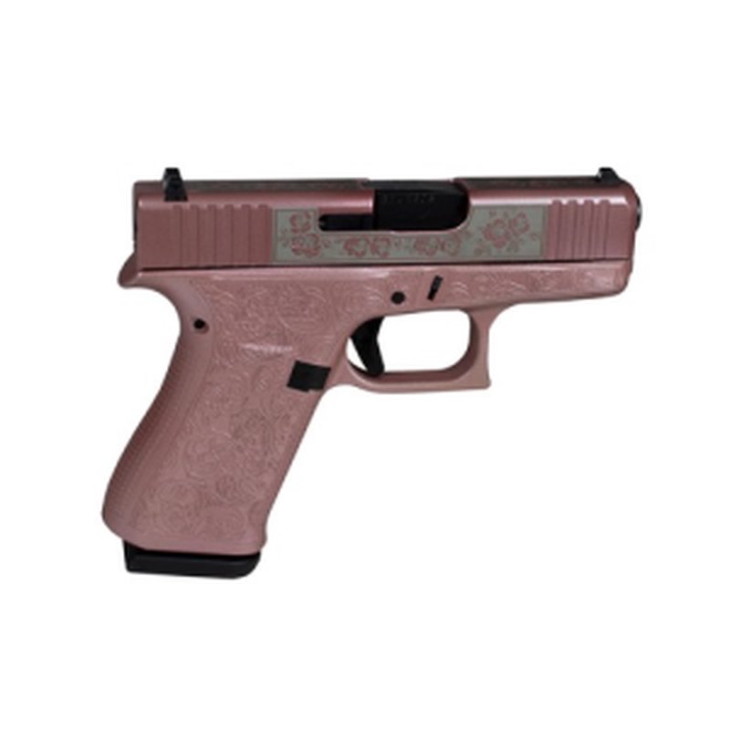 Glock G43X 9mm Pistol 3.4 Inch Pink Roses Engraved