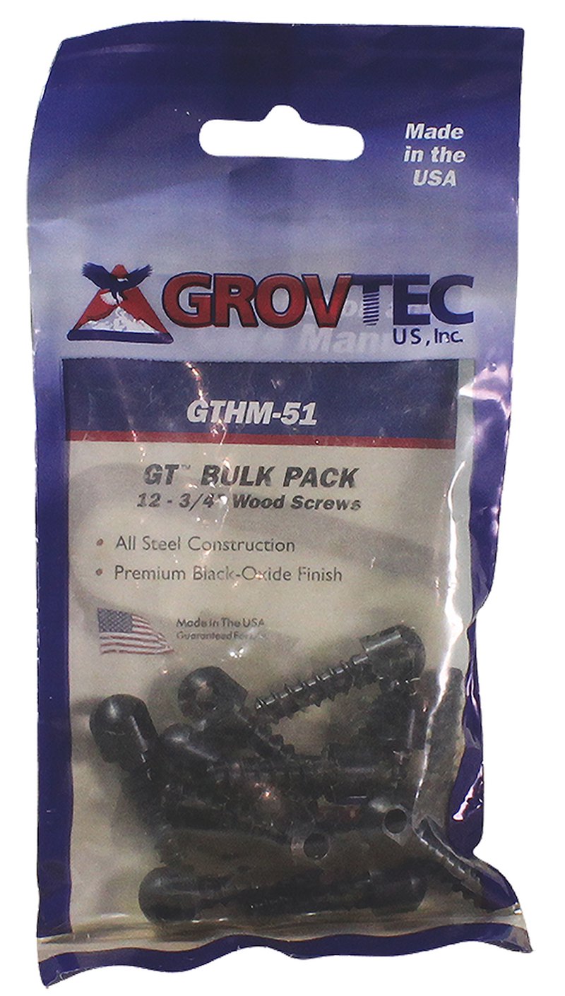 GrovTec GTHM60 Swivel Stud Wood Screws 12-Pack, 0.5 in (12.7 mm) Length, Black