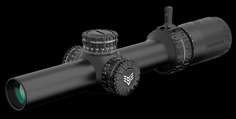 Swampfox Optics 1-10x24mm SFP IR Guerrilla Dot MOA Red Reticle Black Scope
