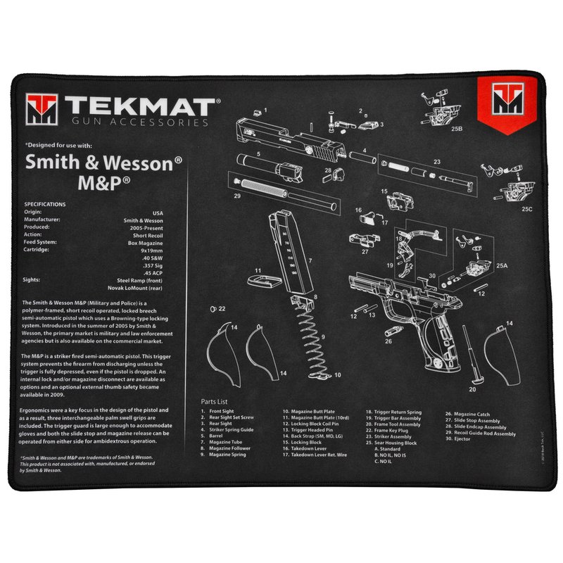 TekMat Ultra 20 Pistol Cleaning Mat for Smith & Wesson M&P 15x20 in Black
