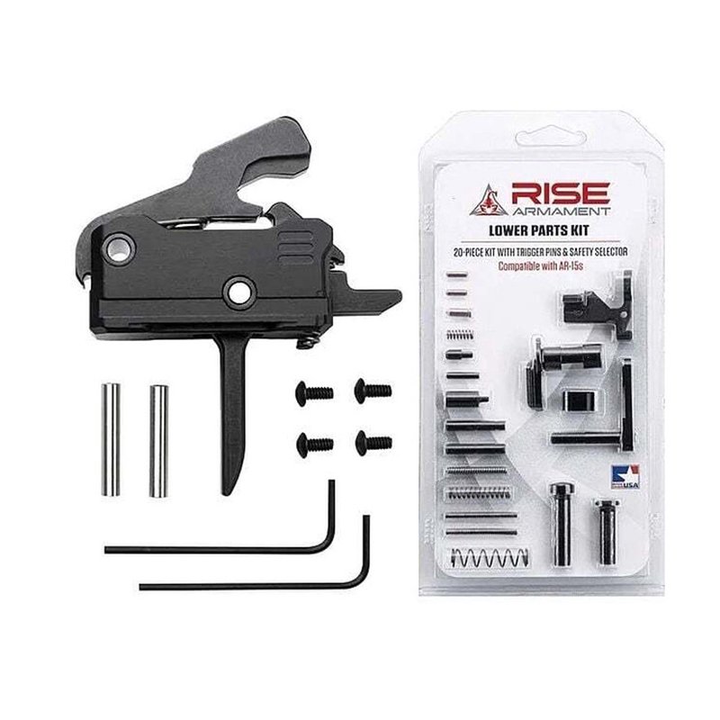 Rise Armament Single-Stage Flat Trigger and Lower Parts Kit, Black - Enhanced Trigger Performance - T017F-12003