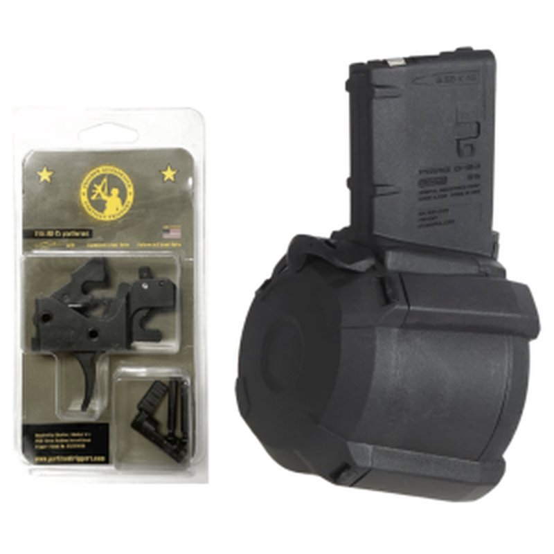 Partisan Triggers Disruptor AR-15 FRT 3-Position Black Drop-In Trigger + PMAG D-60 Drum Magazine