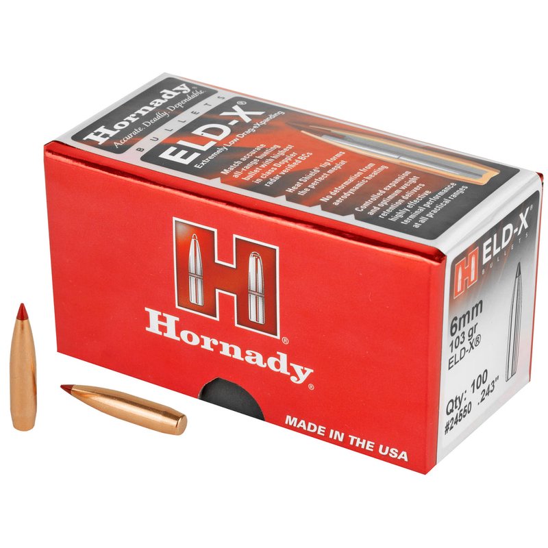 Hornady ELD-X 6mm/.243 103gr Hunting Bullets with Heat Shield Tip