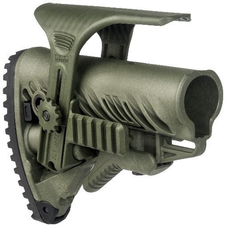 FAB Defense GLR16 with a GCP Cheek Riser and GPCP Picatinny Rail Adaptor OD Green