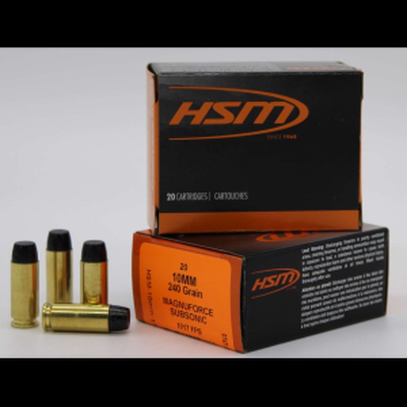 HSM Subsonic 10mm HiTek 240gr HCFN Ammunition