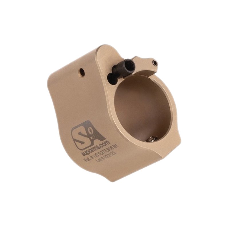 Superlative Arms Solid Set Screw Direct Impingement Adjustable Gas Block 0.75" x 1", Tan