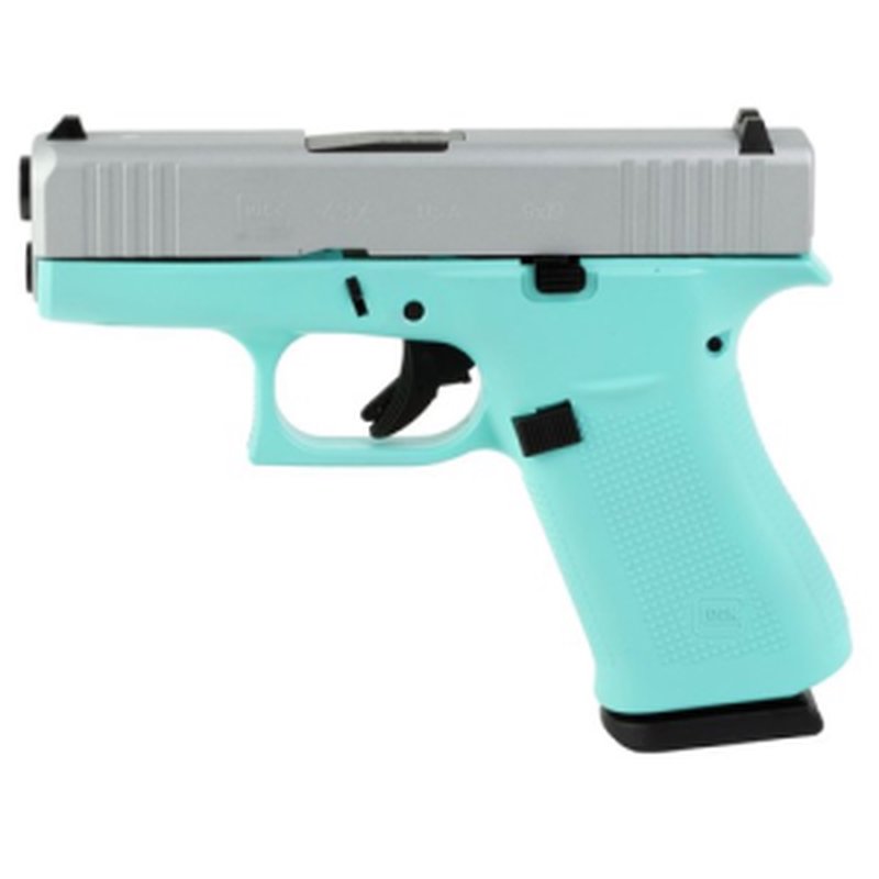 Glock G43X 9mm Subcompact Pistol 3.41in Robins Egg Blue Silver