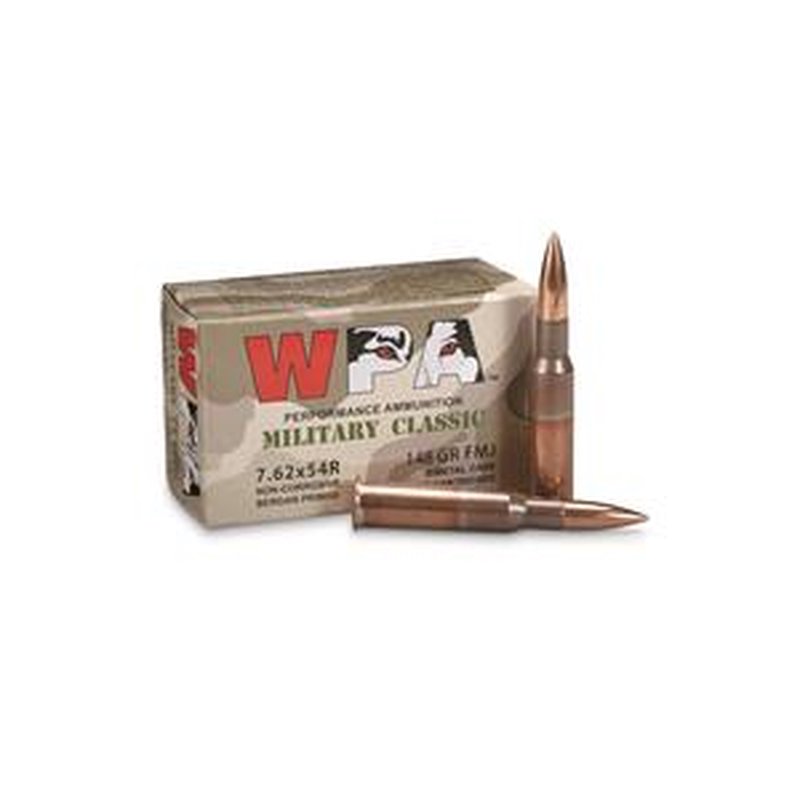 Wolf WPA Military Classic 7.62x54R FMJ Ammo 148 Grain 20 Rounds
