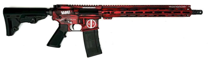 Zeus Aether Deadpool AR-15 Rifle 5.56 NATO 16-Inch Barrel Black and Red