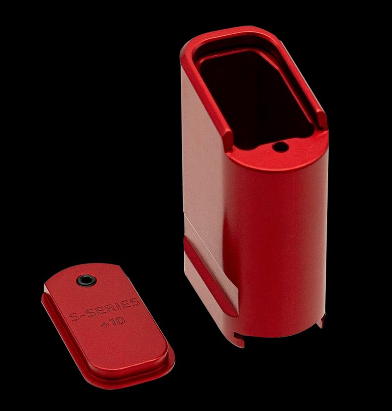 Shield Arms S15 Magazine Extension Base Pad Red Anodized Aluminum +10 Rounds
