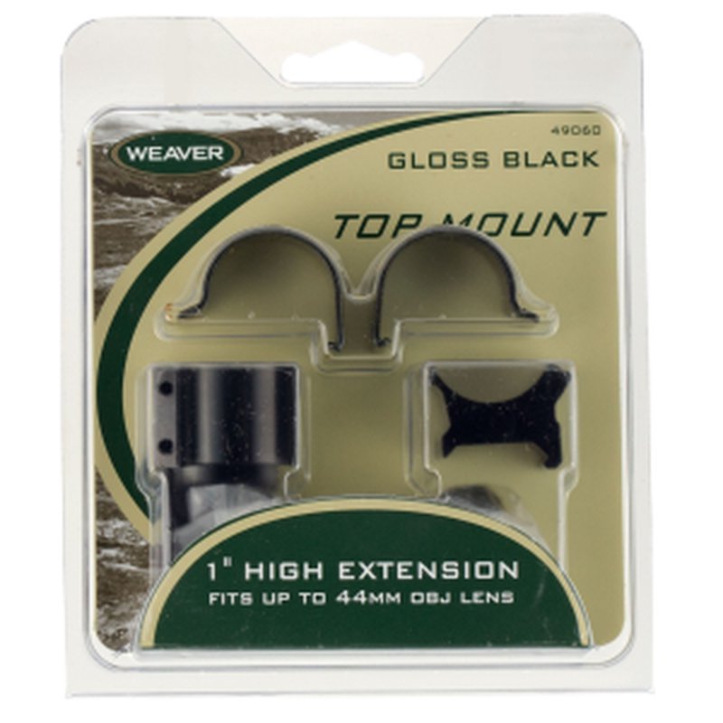 Weaver 1-inch X-High Scope Rings with Detachable Extension Top - Gloss Black
