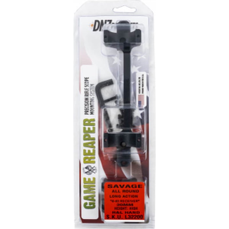 DNZ Game Reaper 30mm High Scope Mount Ring Combo Matte Black (Savage Round Receiver)
