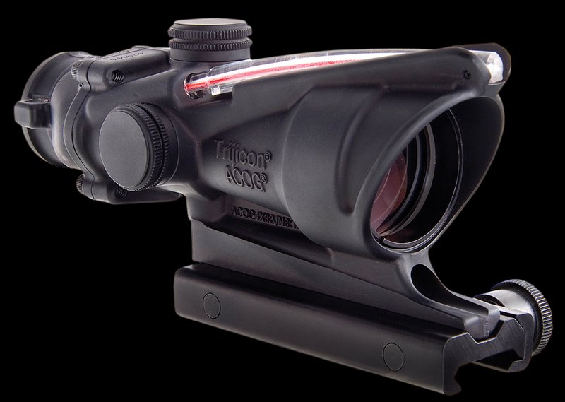 Trijicon 100215 ACOG Black Hardcoat Anodized 4x32 Illuminated Red Chevron .223/5-56 BDC Reticle