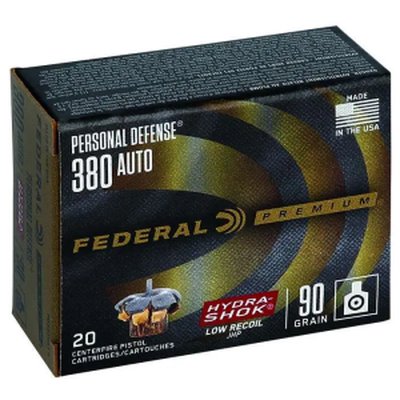 Federal PD380HS1H Premium Personal Defense 380 ACP Hydra-Shok Jacketed Hollow Point 90 gr