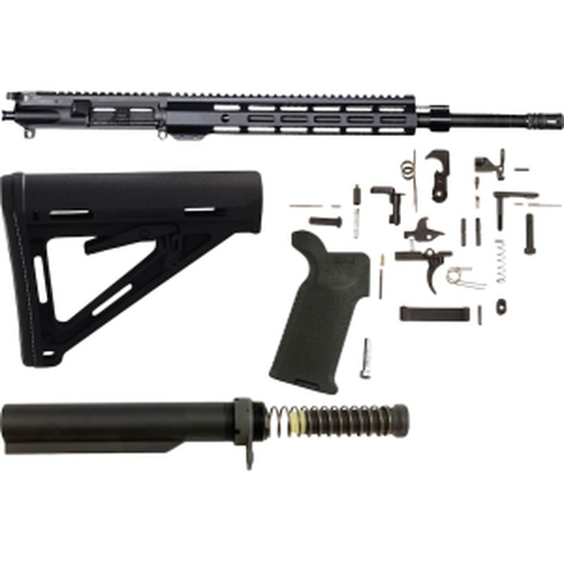 AR-STONER AR-15 Enhanced Build Kit with Upper Receiver Assembly 5.56x45mm NATO 18" Barrel 12" M-LOK Handguard, Complete Lower Parts Kit with Magpul MOE Furniture Black