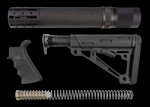 Hogue AR-15/M16 Kit Finger Groove Beavertail Grip Rifle Forend Collapsible Stock (Mil-Spec Tube) Black