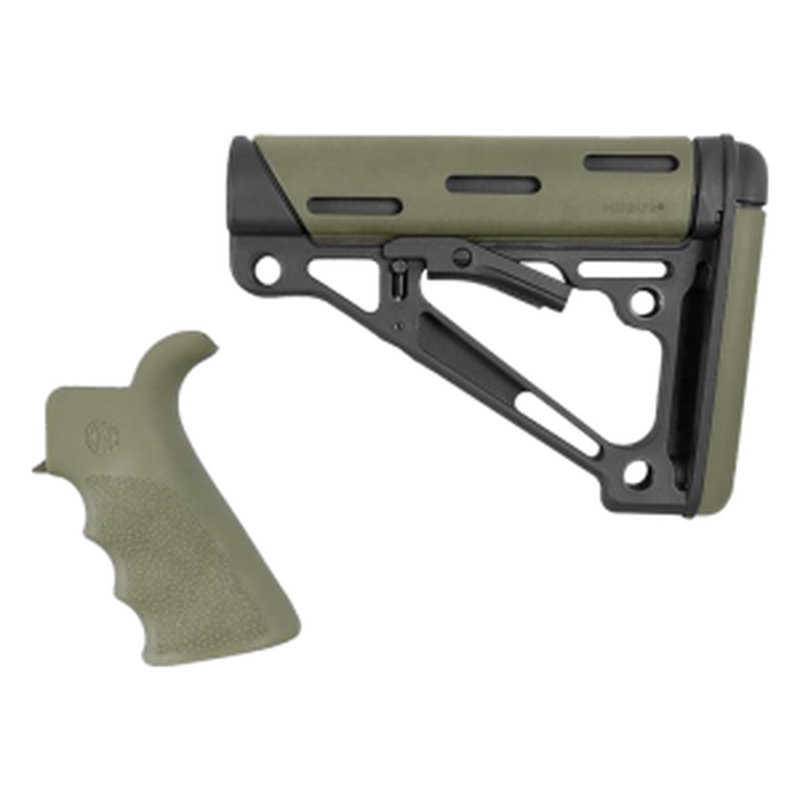 Hogue 15256 OverMolded Beavertail Grip & Collapsible Stock Kit AR-15/M16 OD Green
