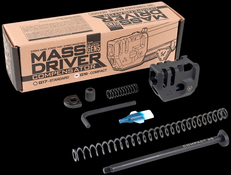 Strike Industries Mass Driver Compensator for Glock 19 Gen 5 9mm (Black) G5MDCOMPC