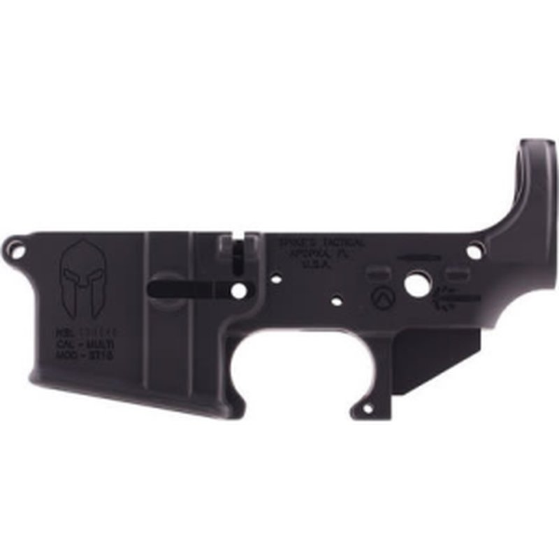 Spikes Tactical STLS021 Spartan Stripped Lower Receiver Multi-Caliber 7075-T6 Aluminum Black Anodized for AR-15